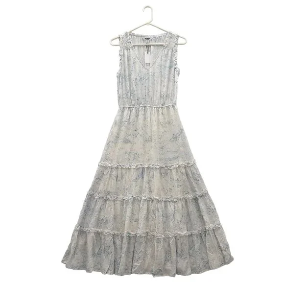 NEW BB DAKOTA X STEVE MADDEN Crystal Clear Print Tiered Midi Dress Small 0036 - Picture 2 of 11